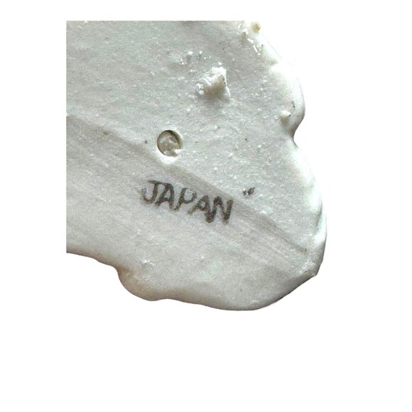 Vintage 1950s Japanese Ceramic Puppy Dog Figurine Brown Spots & Red Collar White - Picture 3 of 10